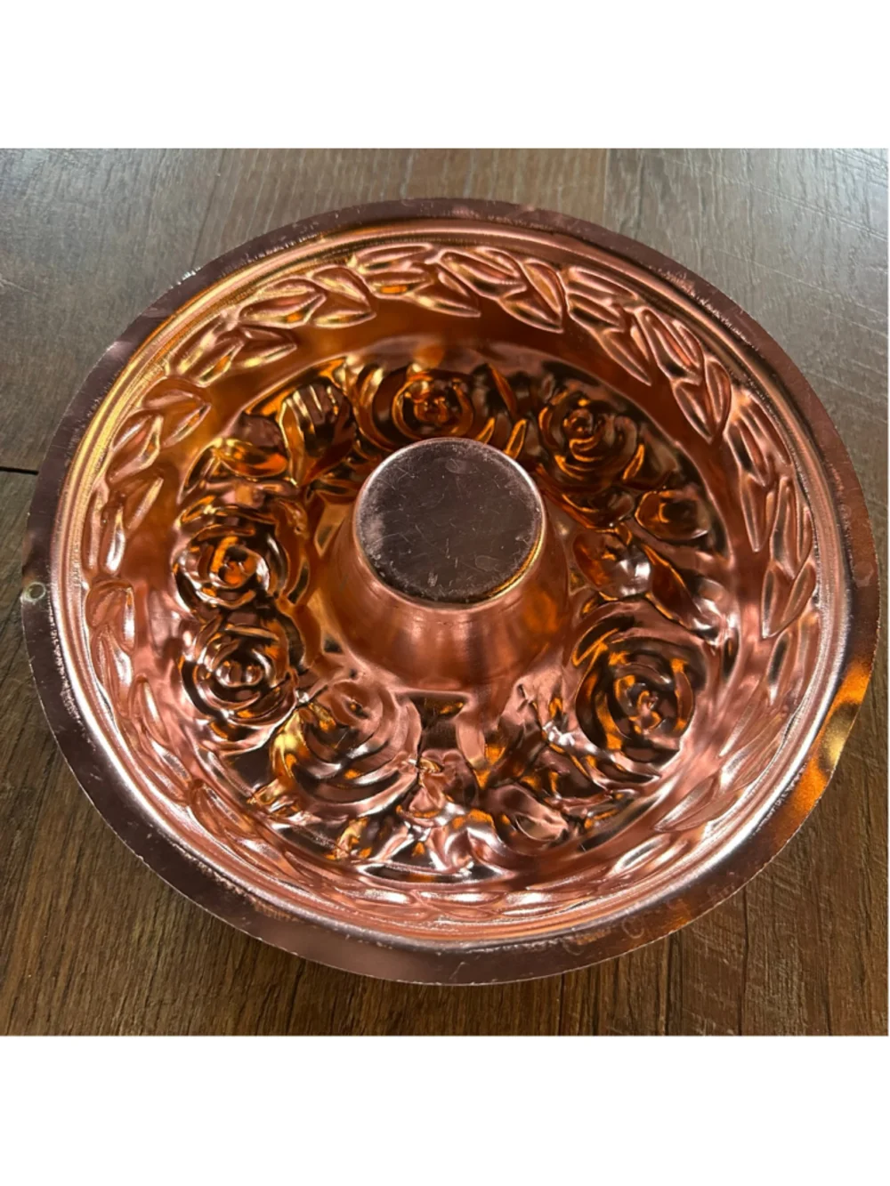 Vintage Copper Rose Bundt Cake Mold Floral Embossed Kitchen Wall Decor